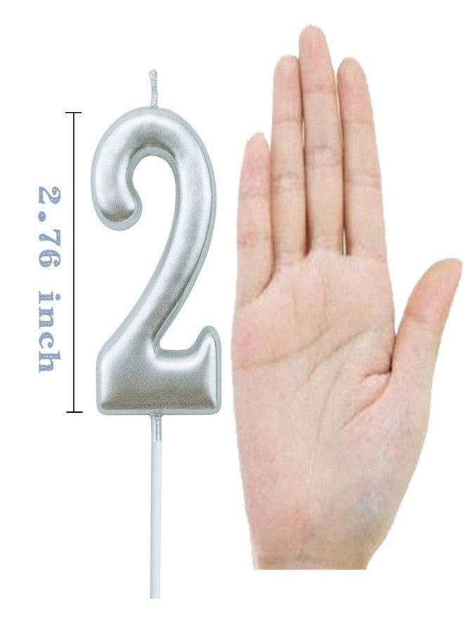 XNOVA 2nd Birthday Candle Two Years Silvery Happy Birthday Number 2 Candles for Cake Topper Decoration for Party Kids Adults Numeral 20 23 12 26 29 21 27 62 25 - Image 2